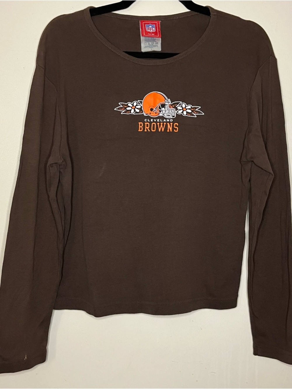NFL Women's Cleveland Browns Brown Long Sleeve Tee with Orange Logo